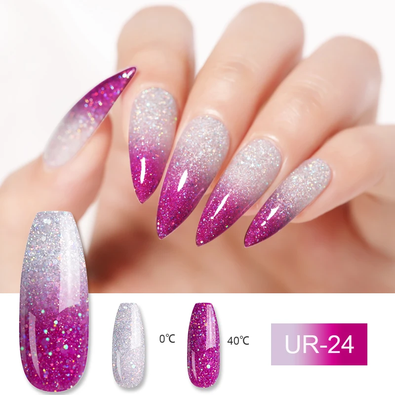 Ur Sugar, 7,5 мл, блестящий термальный гель для ногтей, голографическая температура, изменение цвета, УФ-Гель-лак, замачиваемый, Гель-лак для ногтей, светодиодный