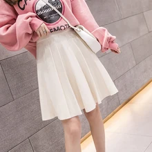 Плиссированная юбка с высокой талией г., осенне-зимняя новая Корейская трикотажная большая юбка-американка мини-юбки в студенческом стиле короткая юбка