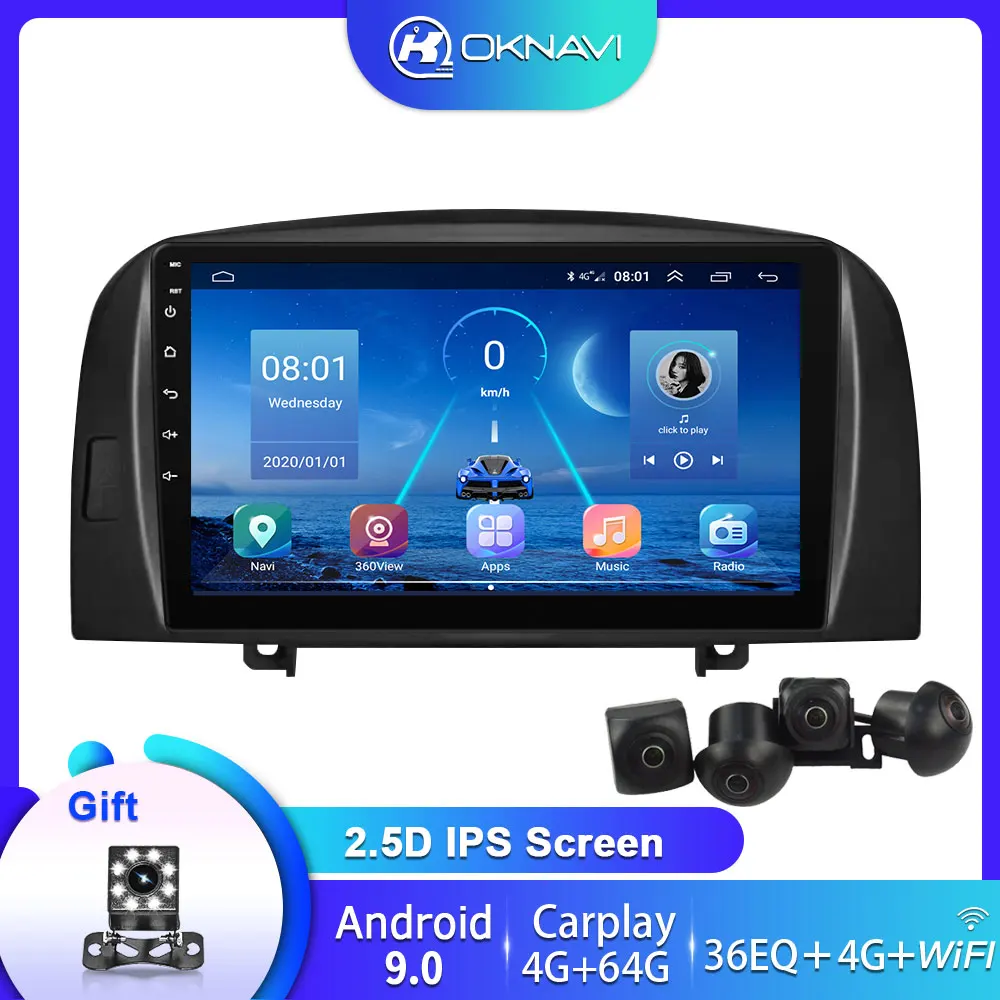 

Android 9.0 9 inch Carplay 4G WIFI DSP BT Radio Video Player For HYUNDAI SONATA NF 2004-2008 Head Unit GPS Navigation No DVD