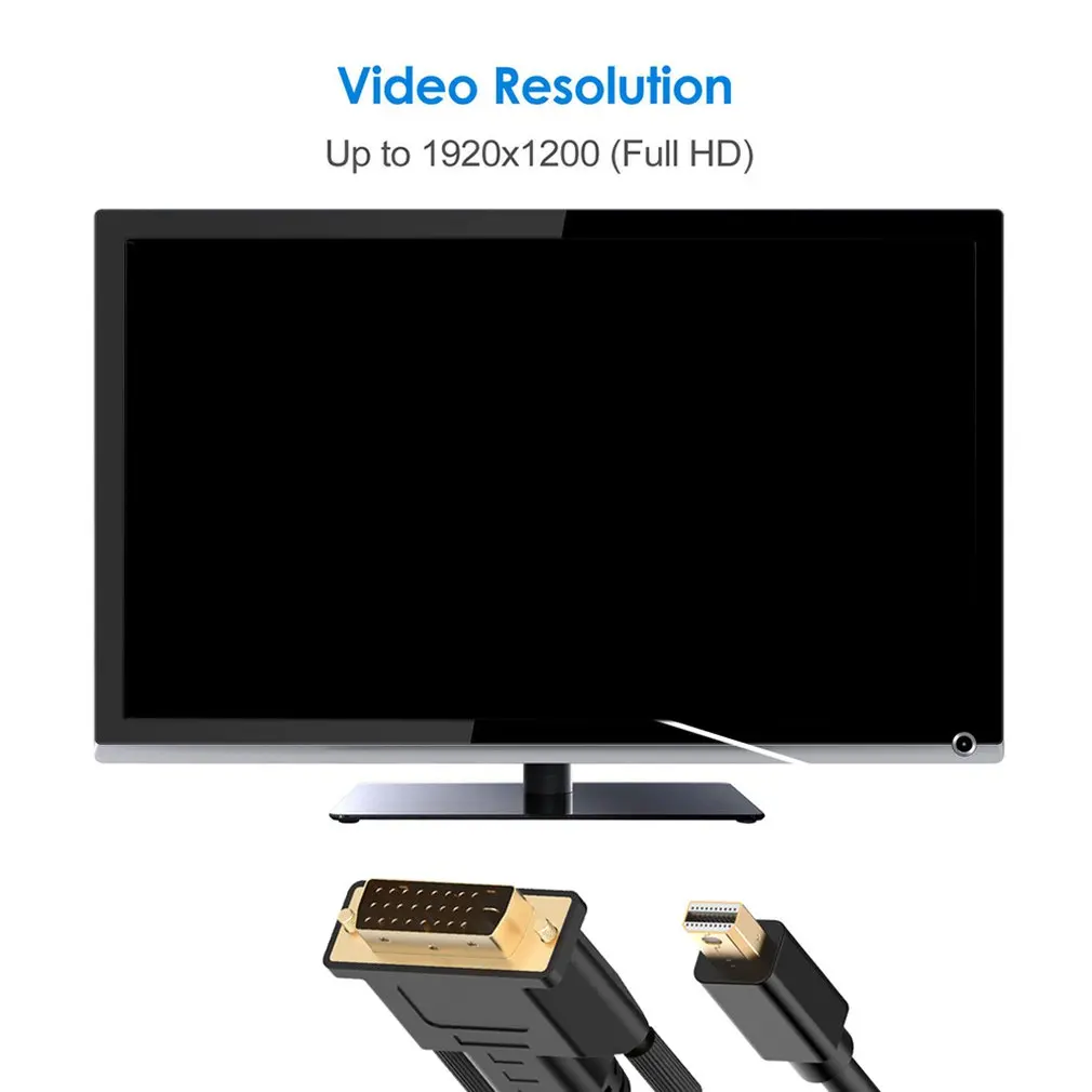 Позолоченный мини-дисплей порт(Mini DP) к кабелю DVI порт Thunderbolt совместимый