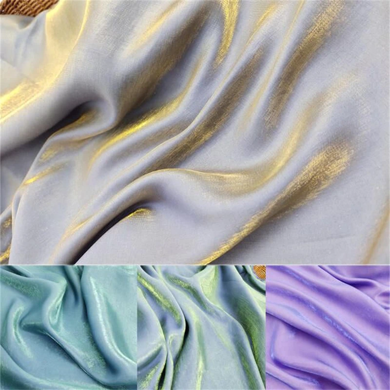 Shiny Iridescent Silky Satin Fabric Mercerized Cotton Viscose Fabric