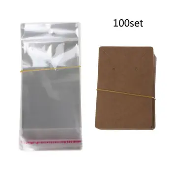 

100Pcs Blank Kraft Paper Jewelry Packaging Card Necklace Earring Display Cards N58F