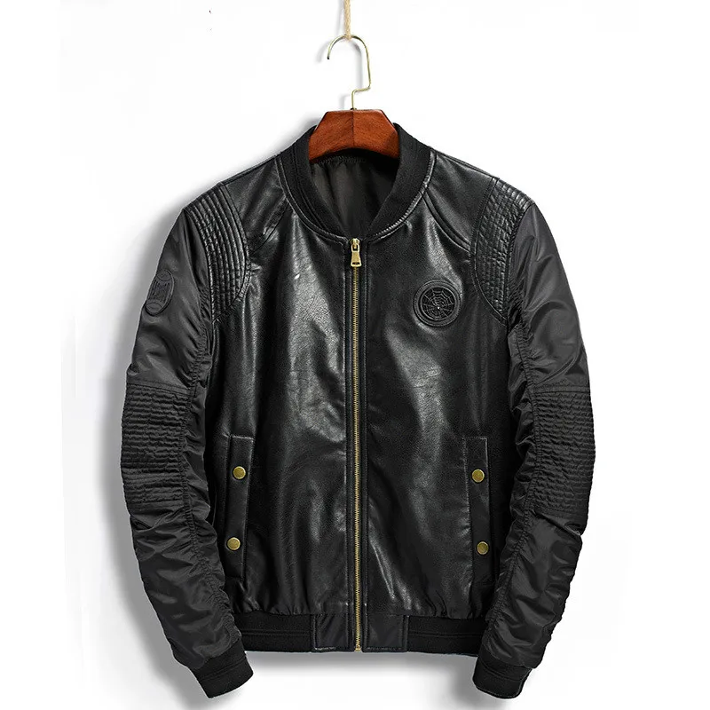 Men Bomber Jacket Flight Pilot Air Force Coat Male Leather Jackets Army Military Motorcycle Jacketes Streetwear | Мужская одежда