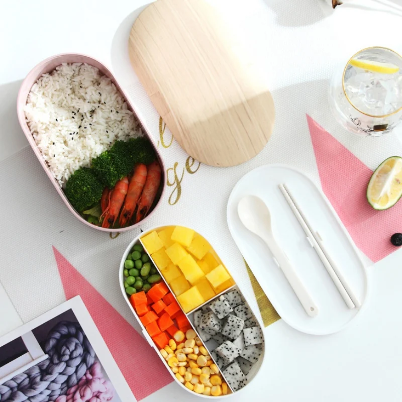 Овальный Ланч-бокс портативный Отсек Bento box суши-еда контейнер для студентов взрослых