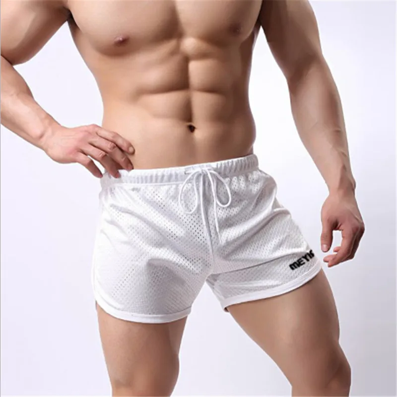 white Новинка, мужские шорты для спортзала, сетчатые, повседневные, дышащие, для фитнеса, бодибилдинга, бегунов, для тренировок, брендовые, спортивные, мужские, короткие штаны, спортивные штаны - Цвет: white