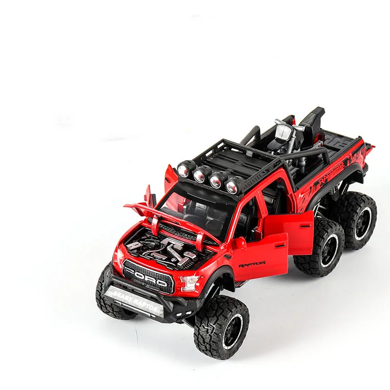 1:32 Сплав Модель автомобиля Моделирование Raptor F150 внедорожник детская игрушка модель автомобиля украшение вытяните назад автомобиль игрушки Музыка/звук - Цвет: AK-32033-RD