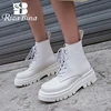 RIZABINA Size 34-43 2022 INS Woman Real Leather Ankle Boots Fashion Shoes Woman Short  Winter Warm Boots Platform Heel Footwear ► Photo 1/6