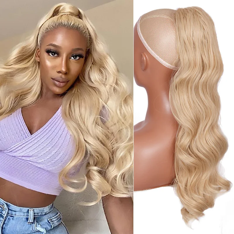 AZQUEEN Synthetic Drawstring Wave Extension Man-Made Fiber Ponytail Lengthened Wear Wig Hair Pony For Women Black | Шиньоны и парики