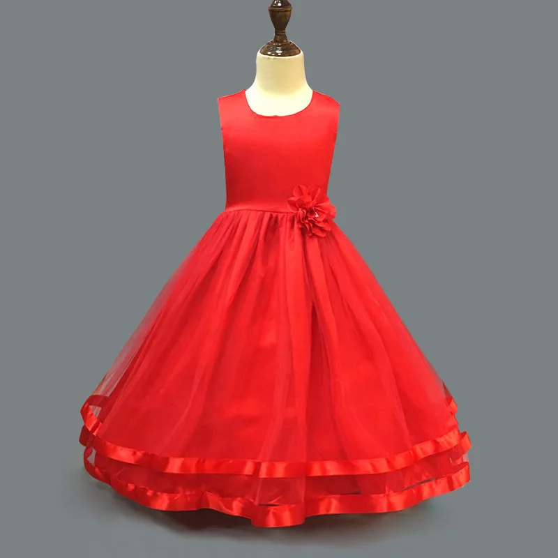 Europe And America Childrenswear Formal Dress Amazon Girls Wedding Dress Princess Dress Children Flower Dress Long Processing Cu