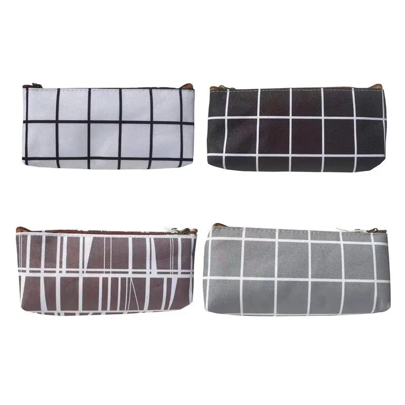 

Striped Canvas Pen Bag Simple Creative Pencil Case Simple Ins Grid Style Students Supplies Pencil Pouch Office School Stationery