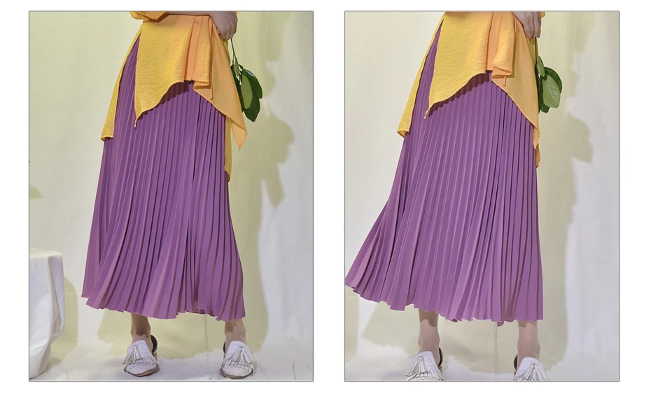 Женская винтажная плиссированная длинная юбка миди Женская Корейская Повседневная шифоновая юбка с высокой талией Jupe Faldas 15 цветов осень SK397
