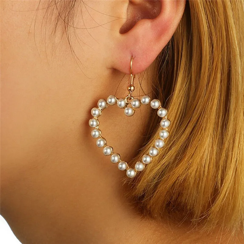 2019 Новое Открытое платье геометрические серьги в форме сердца мило покрыто