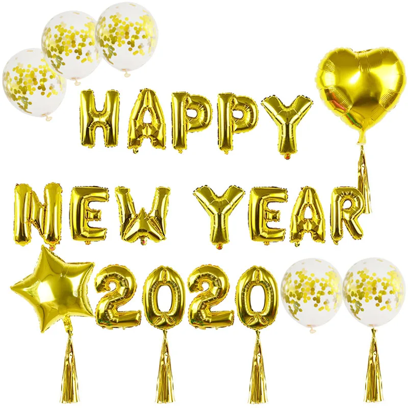 2020 счастливый новый год Дети фольга конфетти для воздушного шара латексные шары