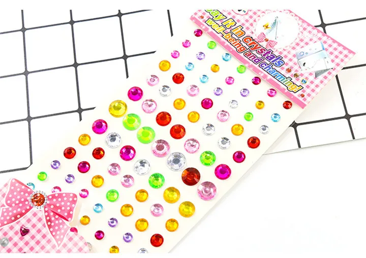 5  6-12mm Rhinestones Stickers Acrylic Different Size Single Round Crystal Stickers Women Mobile Phone Shell Decor Drill Sticker