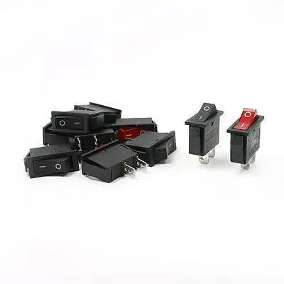 

AC 250V/16A 125V/20A 2-Pin SPST I/O Red Light Panel Mounted Rocker Switch 10PCS