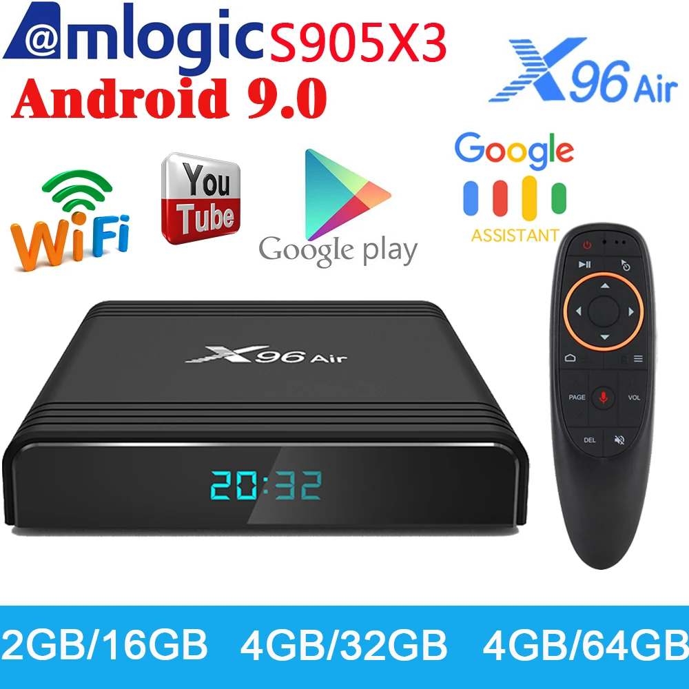 X96 Air TV BOX Android 9 0 Amlogic S905X3 A55 4 ГБ 32 64 Гб Smart Media Player 4K 60fps 2 4G & 5 WIFI BT4.1 Google Play|ТВ-приставки