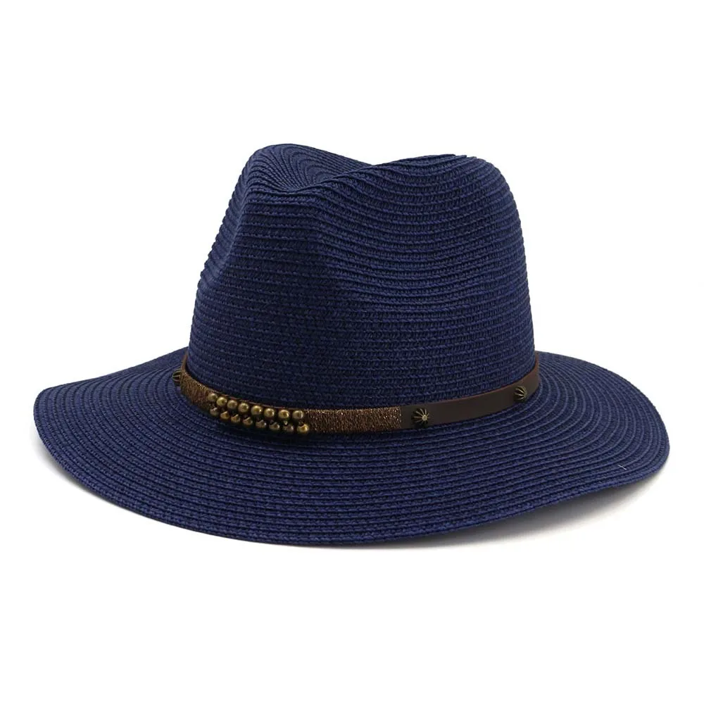 Летняя шляпа для женщин Панама соломенная Пляжная fedora УФ Защита от солнца