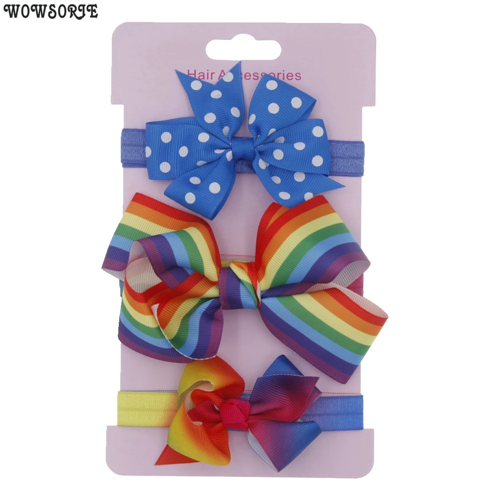 

2019 Korean baby flower Headband set Roses bow Knot Vintage Hair Bands Children Girls Hair Accessories Headwear 3pcs/lot