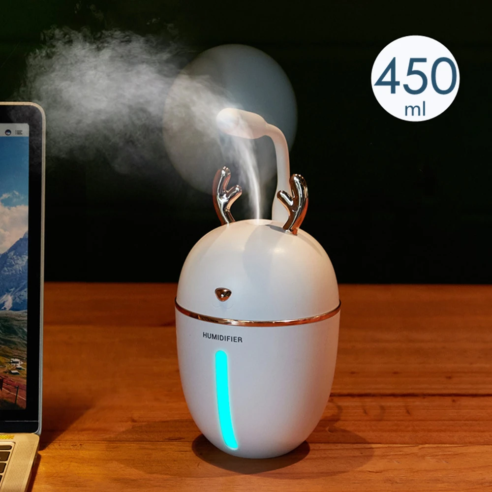 

aroma essential oil diffuser 450ml car mini usb air humidifier colorful atmosphere light with a small fan and LED night light