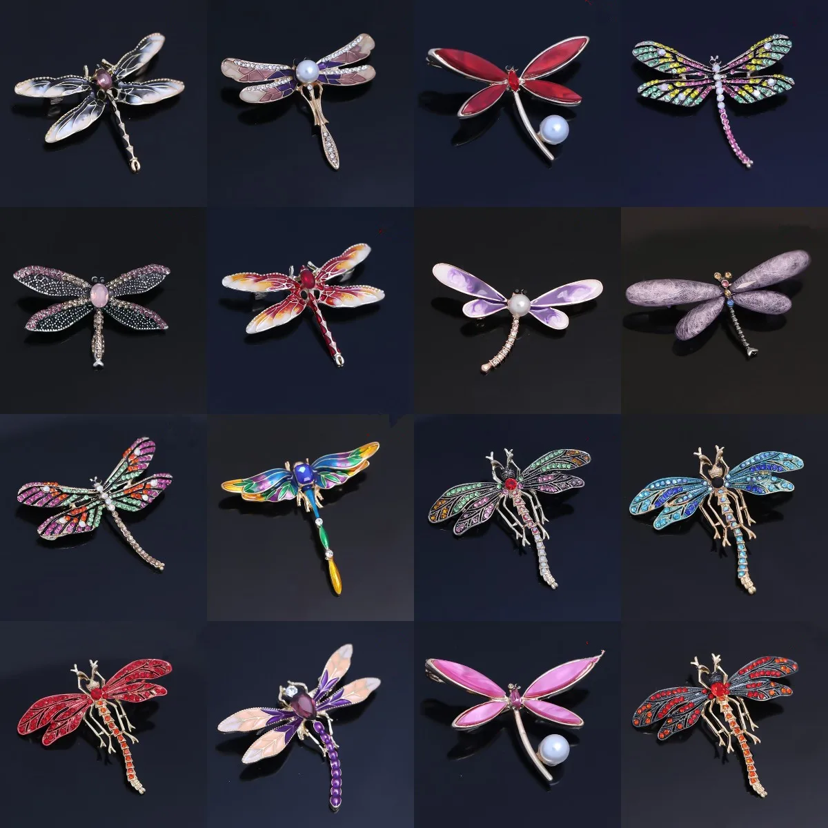 Exquisite Chic Animal Brooch Pin Wings Color Spread Dragonfly Rhinestone Dripping Oil Costume Decoration | Украшения и аксессуары