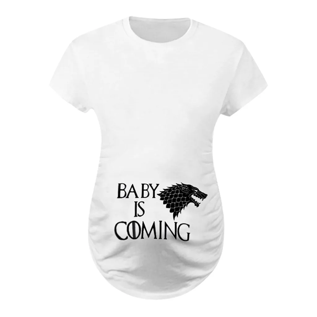 Модная женская одежда для беременных; Детская Футболка для беременных; полосатая летняя футболка с короткими рукавами для беременных; HOOLER - Цвет: White