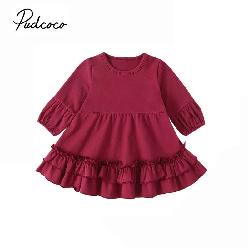 2019 Брендовое платье принцессы с длинными рукавами для маленьких девочек осенние