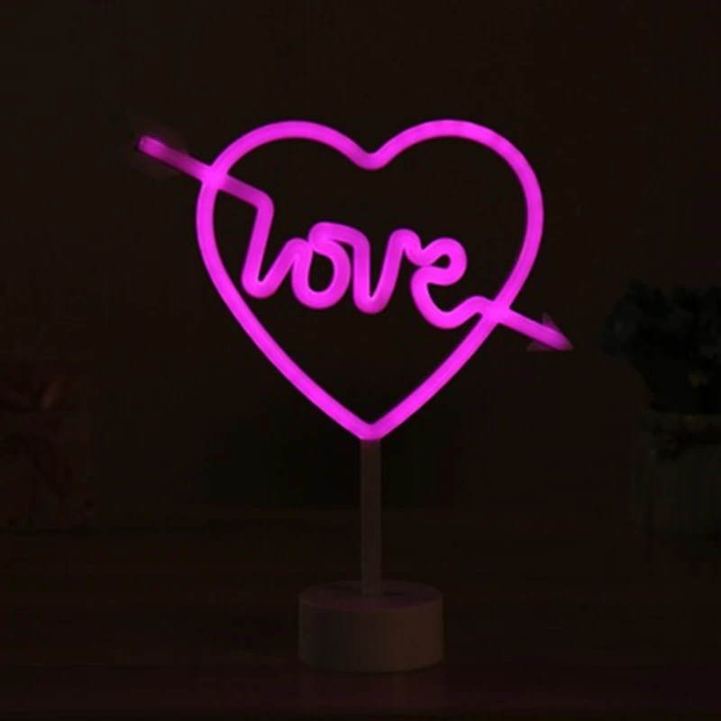 Светодиодный неоновый светильник, настольная лампа, сексуальный знак слова, художественное украшение для праздника, свадьбы, вечеринки, бар, Декор, окно магазина, открытые слова, неоновые вывески - Испускаемый цвет: Heart 2