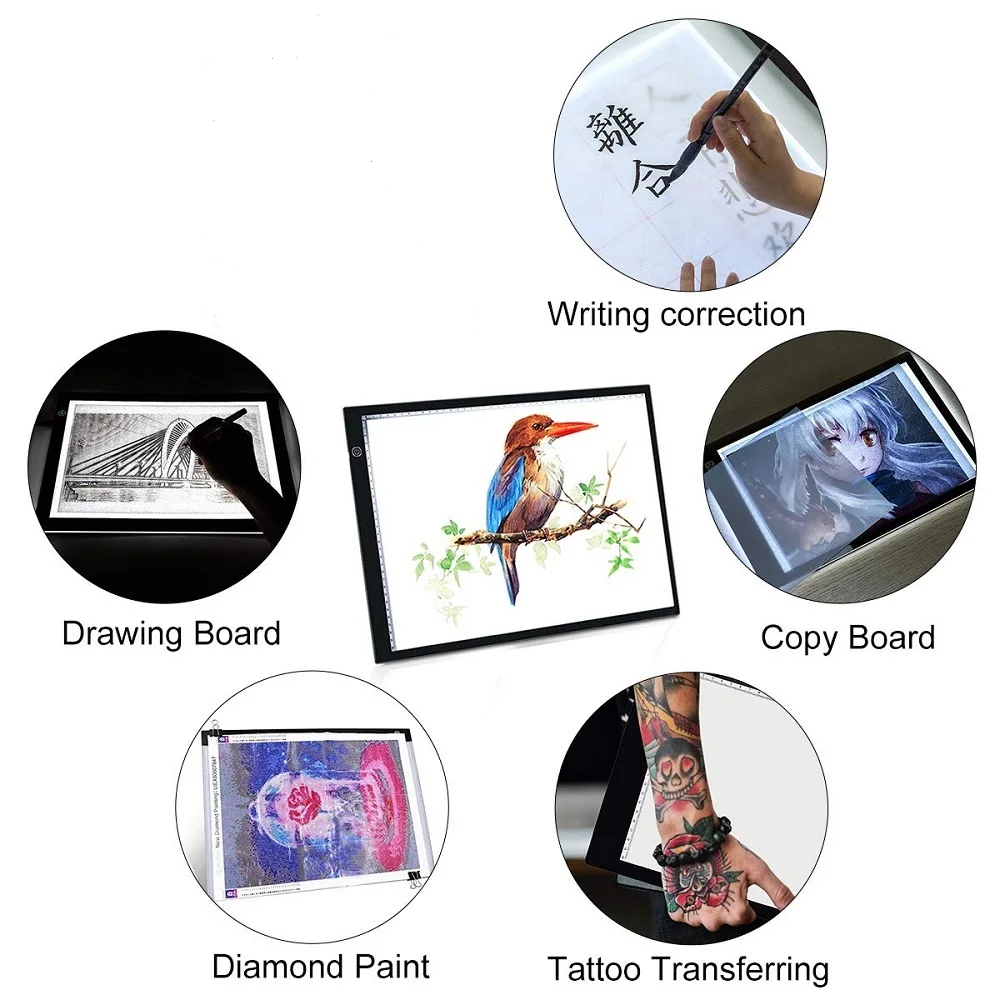 Графический планшет для рисования A4 Светодиодный световой короб, планшета, цифровой Трасер, лист для копирования, доска для алмазной живописи, эскиз, Исправление горный хрусталь