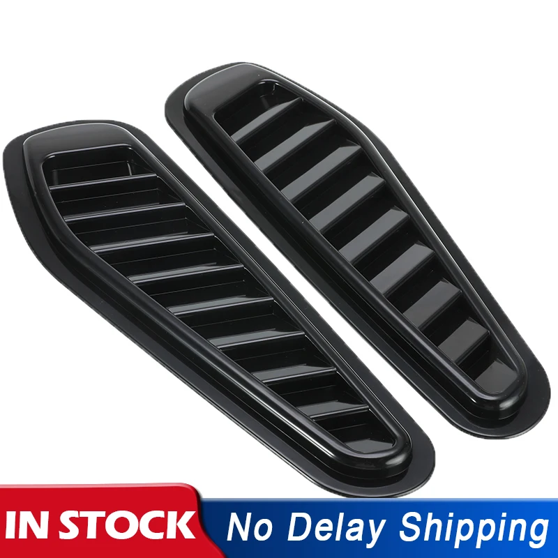 2Pcs Car Decorative Air Flow Intake Scoop Turbo Bonnet Vent Cover Hood Fender