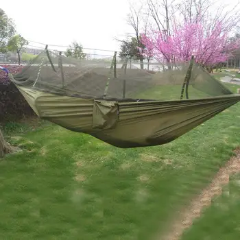 

Portable Mosquito Net Camping Hammock Outdoor Garden Travel Swing Parachute Fabric Hang Bed Hammock 260*130cm Drop Shipping