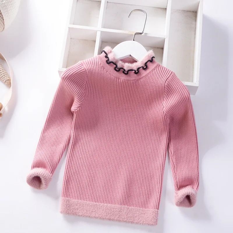 

Girls Lace Base Sweater Autumn And Winter New Style Korean-style Children Solid Color Sweater 2-7 Years Old Baby Sweater