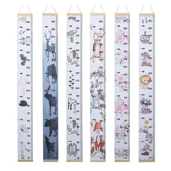 

Height Measure Ruler Kids Waterproof DIY Simple Creative Home Decorative Baby Growth Charts Canvas Hanger with Stick