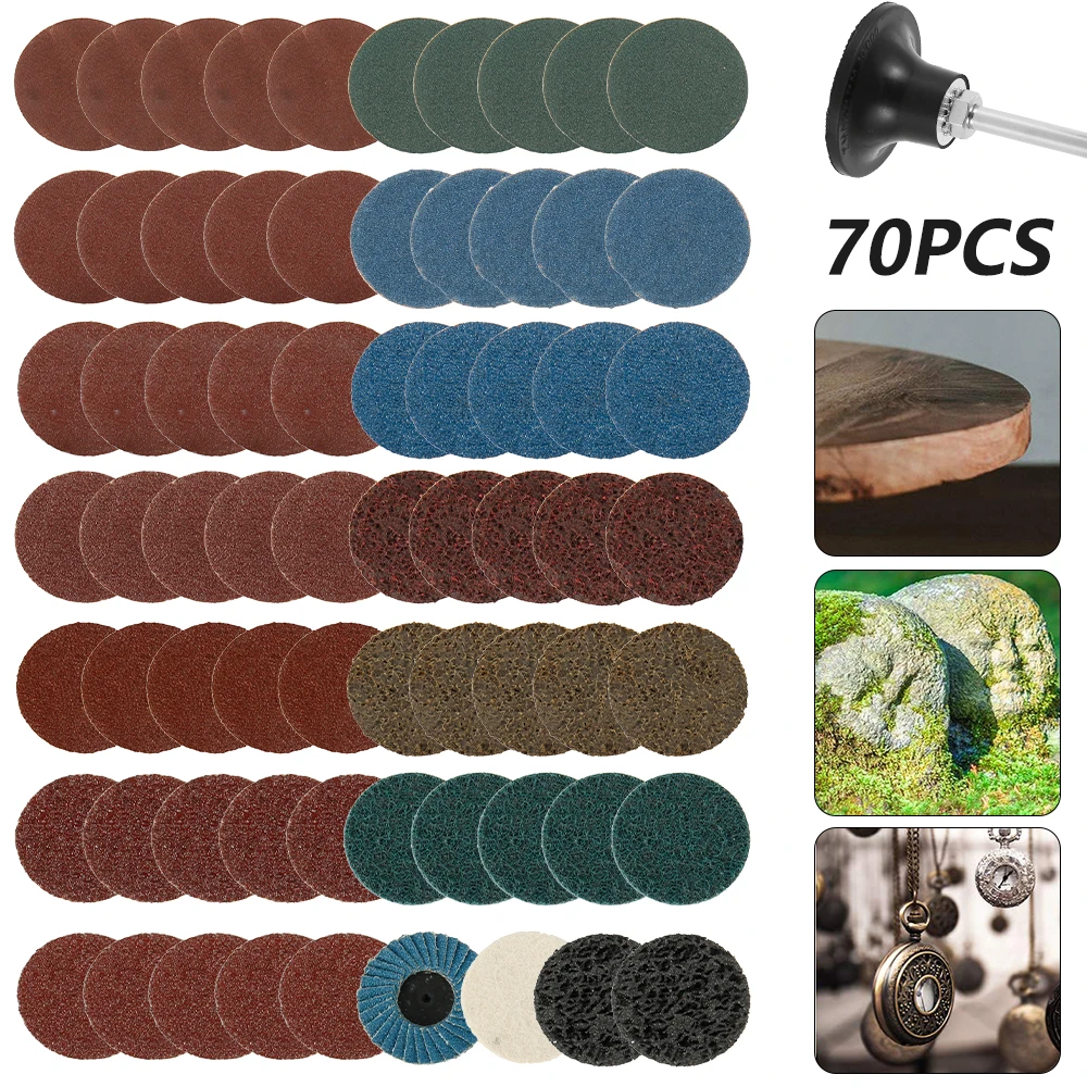 

70PCS 2 Inch Sanding Film Set Sanding Machine Grinding Disc Sandpaper 240/180/120/80/60/40/36 Alumina Sheet Sandpaper