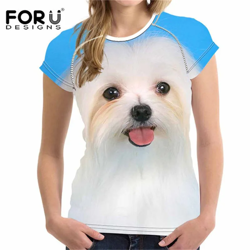 Forudesigns Для женщин Футболки для женщин короткий рукав Мальтийский узор с круглым вырезом Повседневное Футболка женская Футболки для