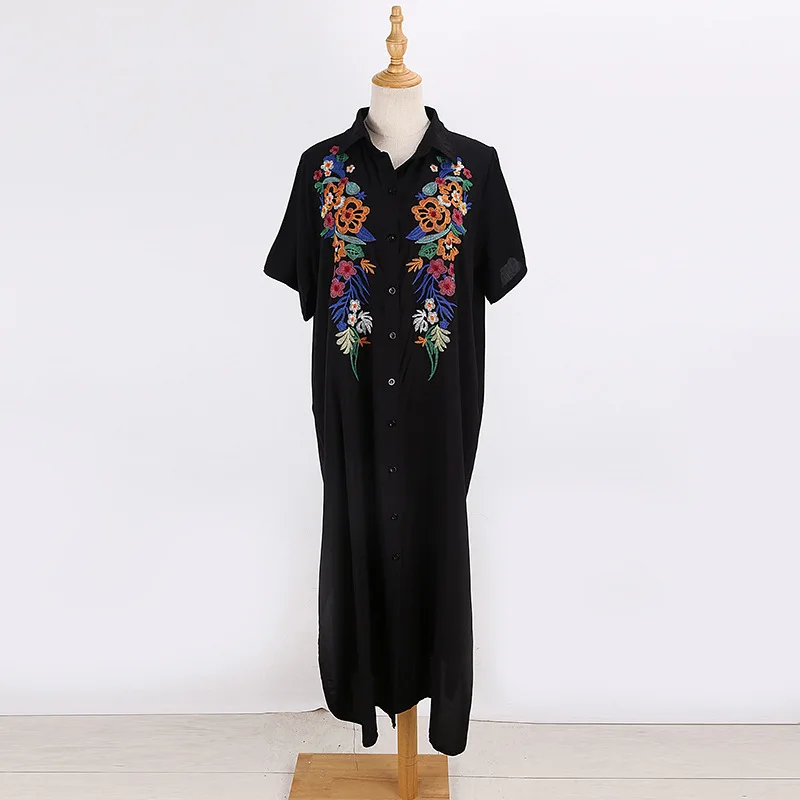 Embroidery Kaftan Beach Tunic Cotton Beach Cover up Saida de Praia Swimsuit 0