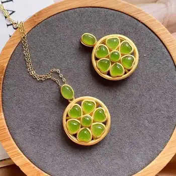 

New silver inlaid natural Hetian Jasper love reincarnation Pendant Necklace unique ancient gold craft women's brand jewelry