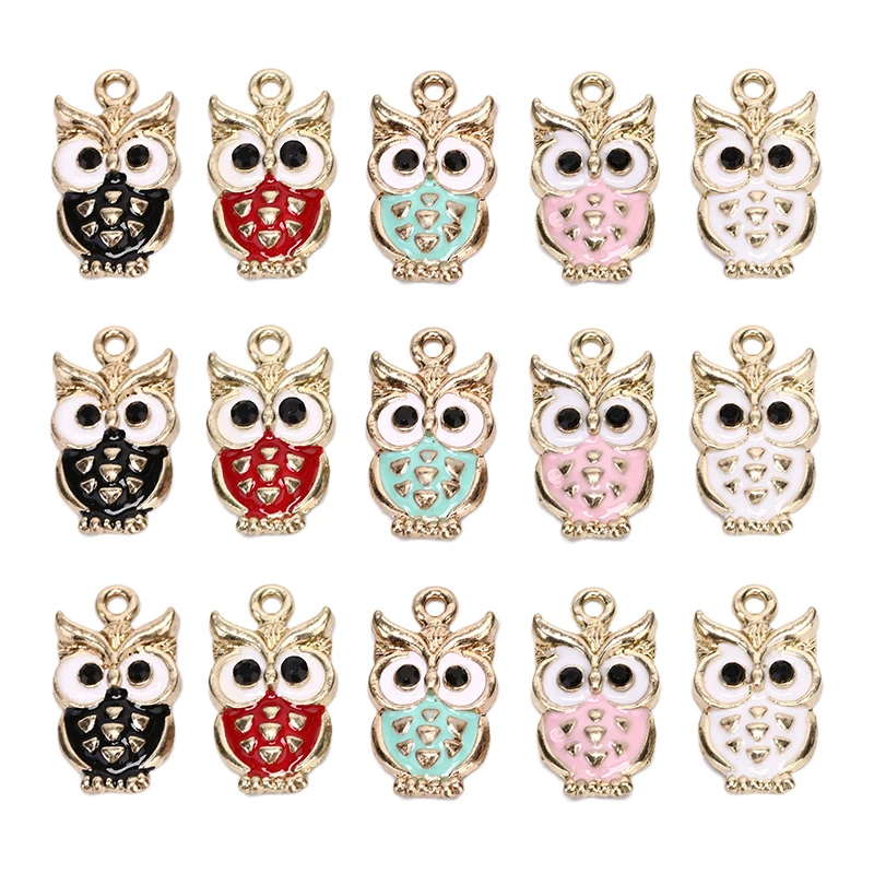 10 шт./лот милые Новые Подвески в виде капли масла подвеска совы из эмалированного