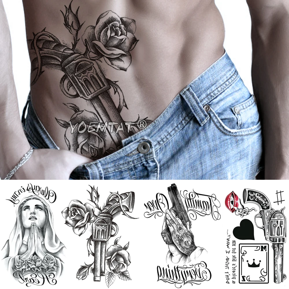Tatouage Vierge Marie Qui Prie Faux Tatouage Temporaire Imperméable pour Homme et Femme, Pique de Prier,  Autocollant de Bras, Pistolet, Rose, Fleur, Vierge Marie, Art Corporel |  AliExpress