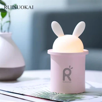 

RUINUOKAI 250ML White Rabbit Mini USB Humidifier Ultrasonic Aromatherapy Essential Oil Diffuser Mist Maker for Home with Light