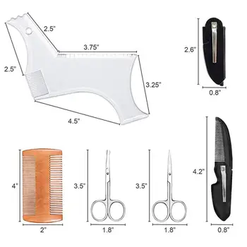 

Beard Trimmer Safety Razor Set Beard Care Set Beard Shape Comb Double-sided Wooden Comb Small Scissors Small Folding Comb