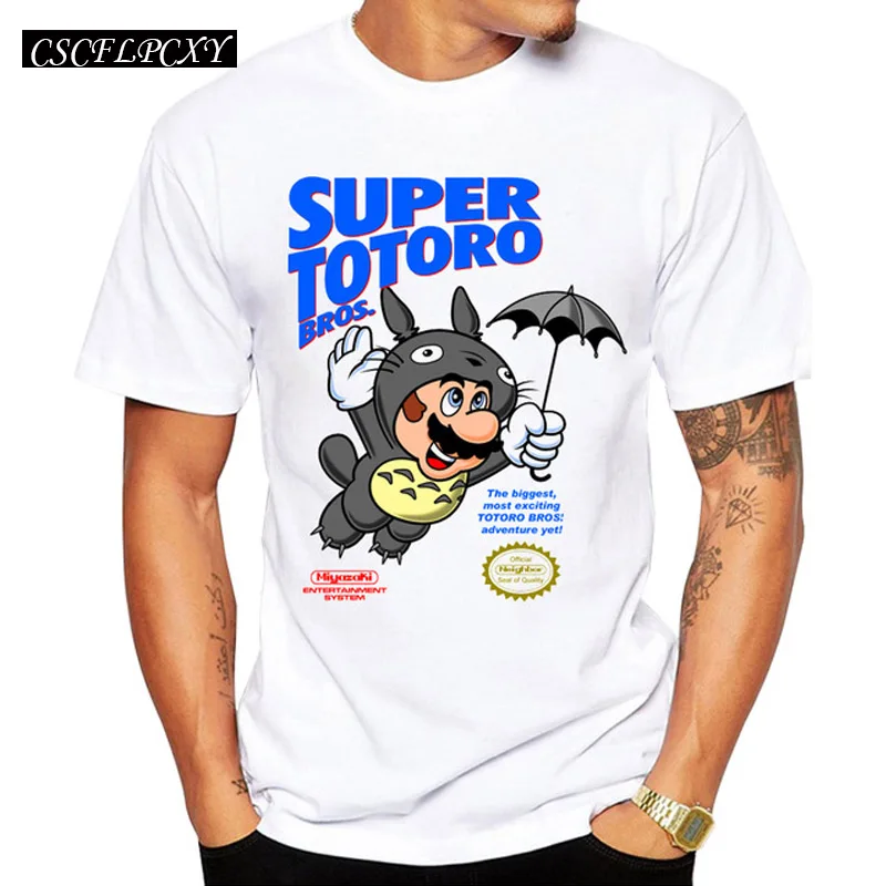 Новое поступление Super Totoro Bros. Мужская футболка с коротким рукавом, футболка с принтом Марио, повседневные топы, крутые футболки - Цвет: 5277