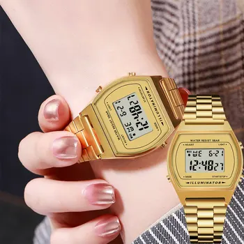 

SYNOKE Fashion Women Digital Watch Luxury 5Bar Waterproof Stopwatch LED Ladis Men Digital Watch Luxury Metal Strap Watch Relogio