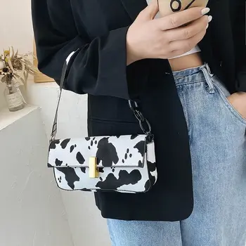 

Fashion Cow Milk Print Women Handbag Totes Female Casual Underarm Shoulder Bags Popular Simple Female Daily Bag For Dropshipping