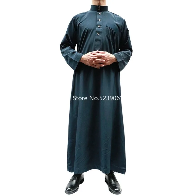 Man Jubba tobe Abaya Дубай мусульманский традиционный костюм длинная футболка с халатом
