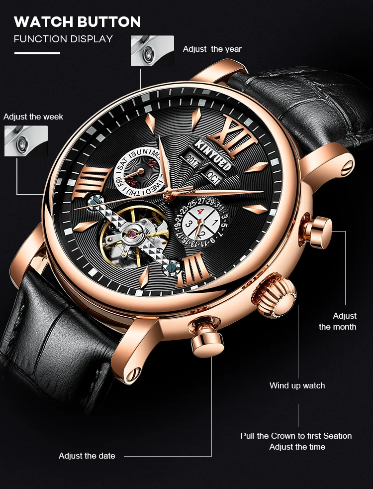 Tourbillon Мужские часы Move для мужчин t Mechanic автоматические мужские для мальчиков студентов год Дата Неделя наручные часы водонепроницаемые полые Reloj Hombre
