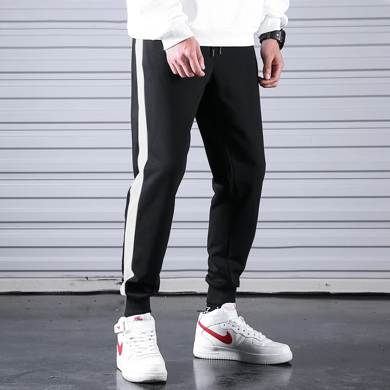 Новый спортивный Штаны для Для мужчин Повседневное трек черный Slim Fit Jogger брюки с