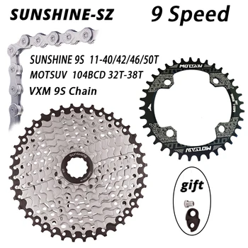 

SUNSHINE MTB Road bike 9speed Freewheel Cassette Flywheel Kit 9S 40/42/46/50T for SHIMANO M370 M390 M4000 M590 sram 9v