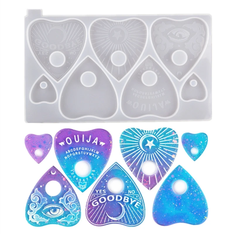 

1 Pc Gothic Witchcraft Board Heart Pendant Keychain Resin Mold Ouijas Planchette with Hole Silicone Resin Mold Art Crafts