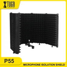 Xtuga 5 pannels studio microfone isolamento escudo dobrável & portátil de alta densidade som-absorvente painel de espuma para gravação