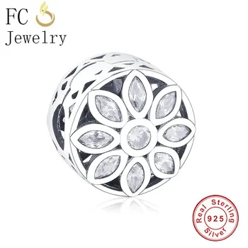 

Fit Original Pandora Charm Bracelet 925 Sterling Silver Sunflower Zirconia Crystal Stone Clip Stopper Bead Women Making Berloque
